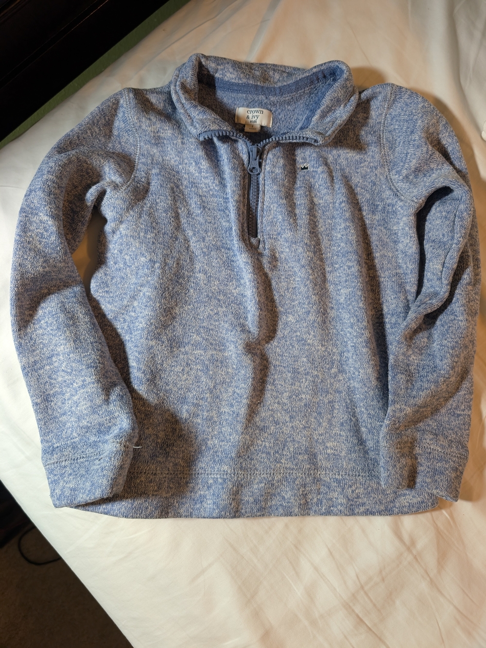 crown & ivy Heathered Light Blue Half-Zip Sweater